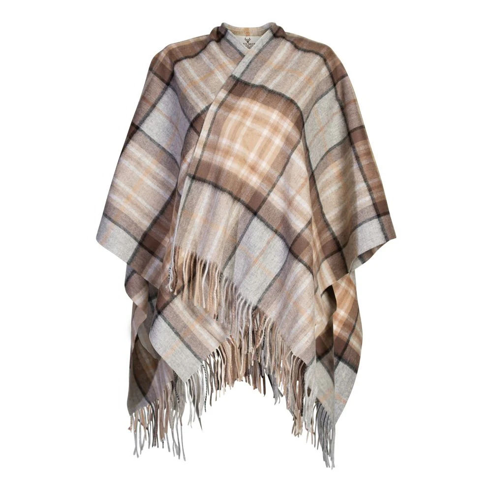 Women's Tartan Cashmere Wool Blend Mini Cape - Image 3