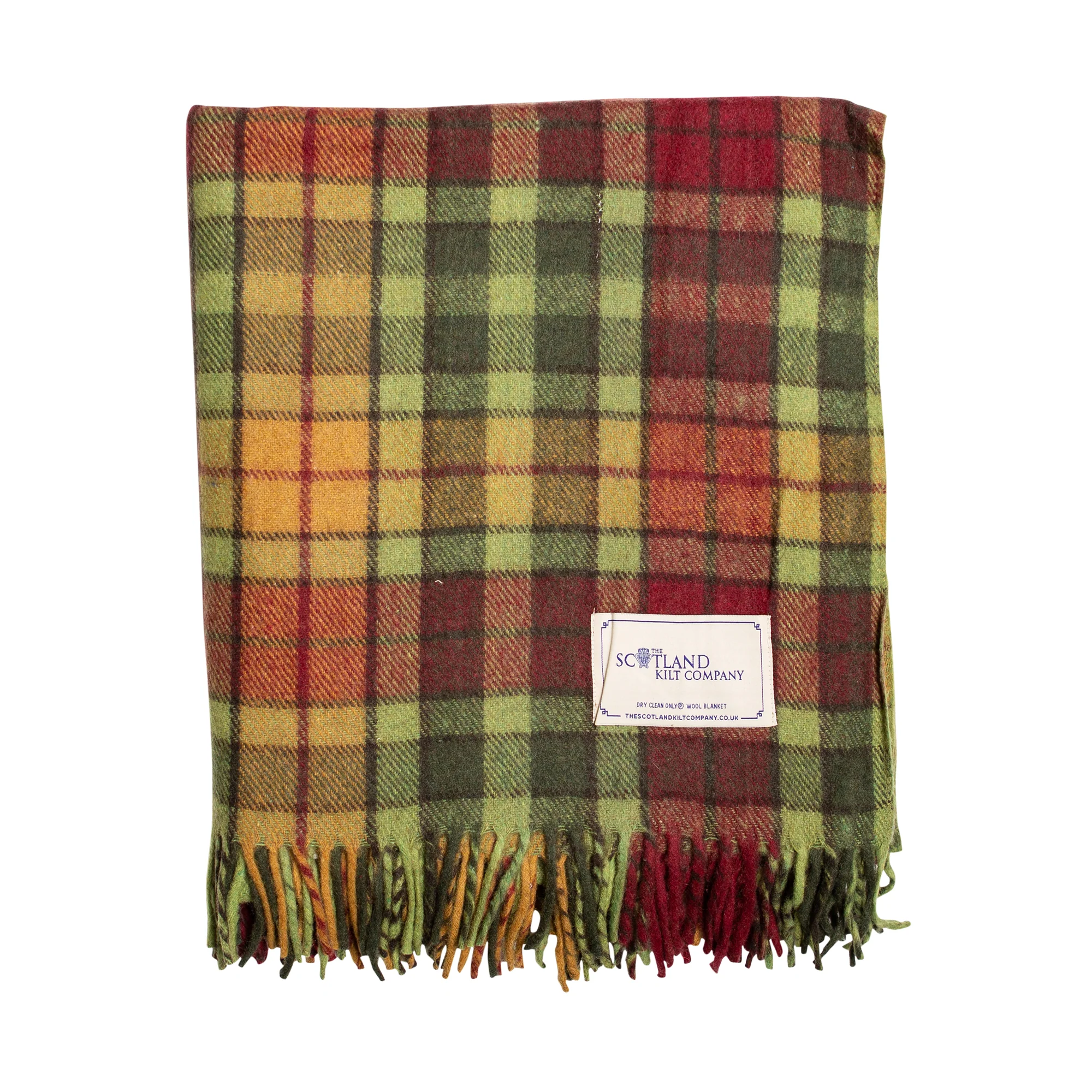 Wool Tartan King Size Blanket 69'' x 98'' - Buchanan Autumn