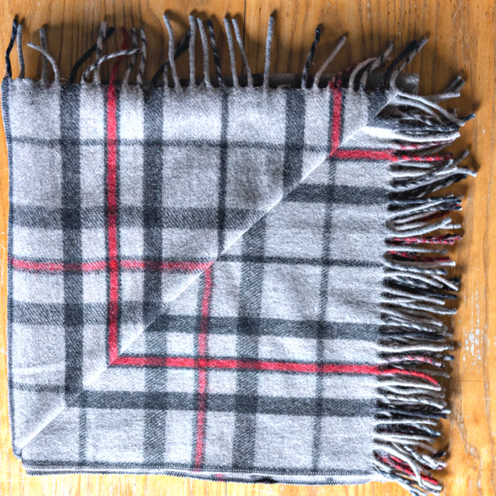 Wool Tartan Knee Blanket - 36'' x 59'' - Thomson Grey - Image 3