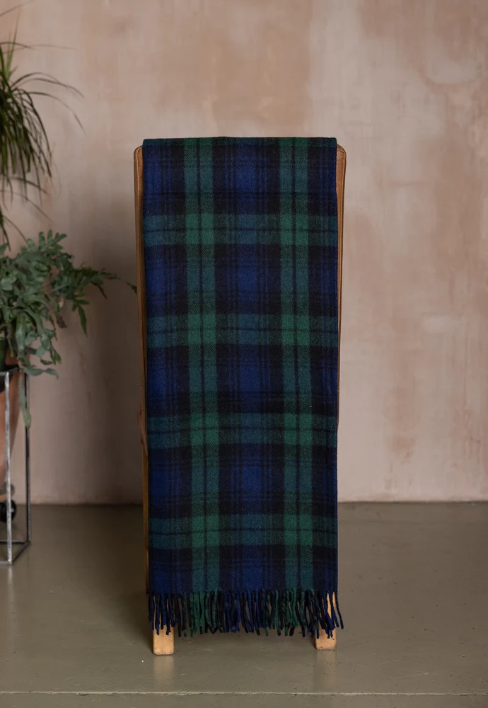 Wool Tartan Blanket - 60'' x 70'' - Black Watch - Image 3