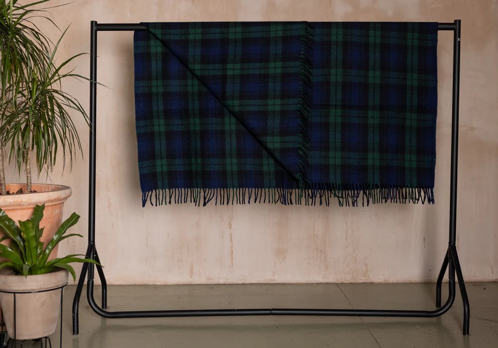 Wool Tartan Blanket - 60'' x 70'' - Black Watch - Image 4