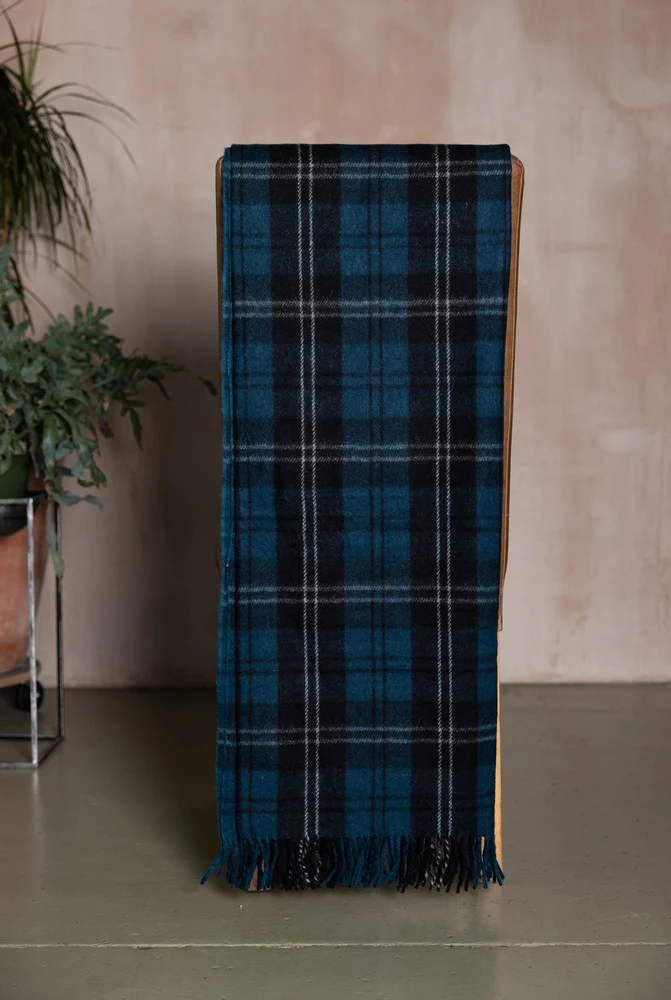 Wool Tartan Blanket - 60'' x 70'' - Ramsay Blue - Image 4