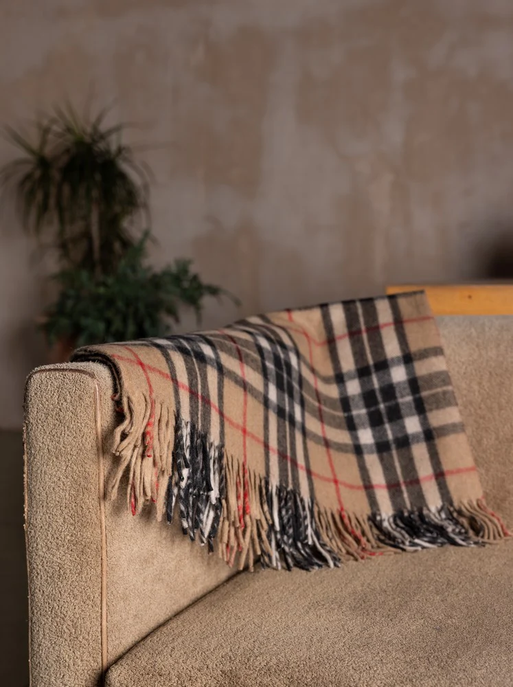 Wool Tartan Blanket - 60'' x 70'' - Thomson Camel - Image 3