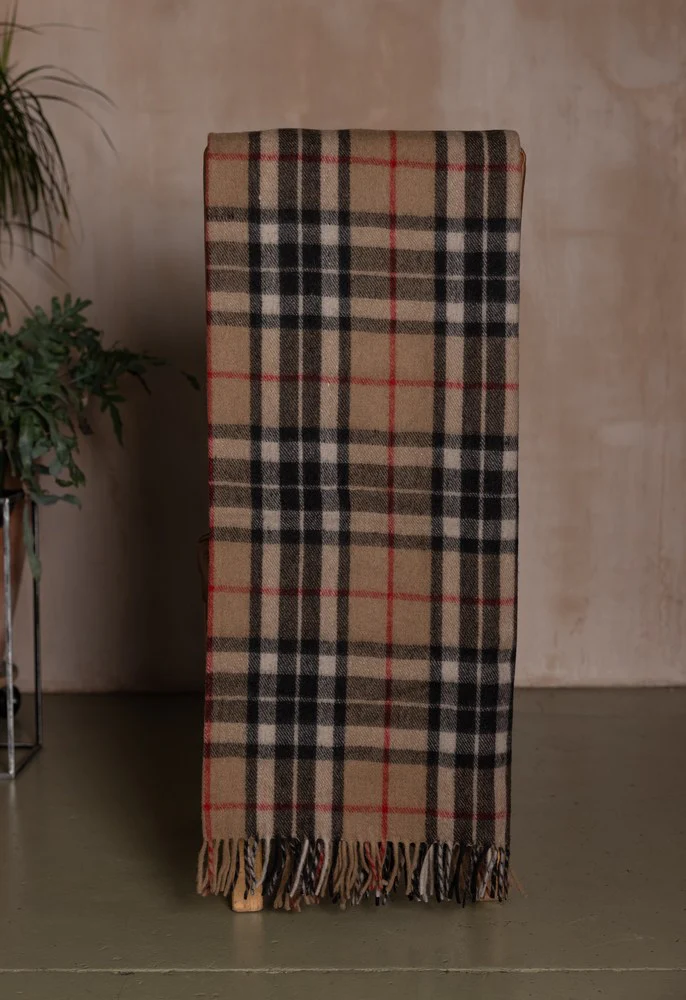 Wool Tartan Blanket - 60'' x 70'' - Thomson Camel - Image 4