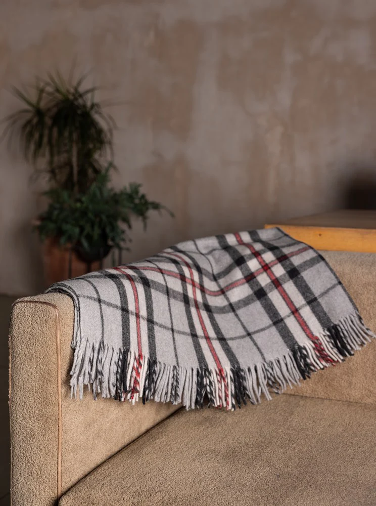 Wool Tartan Blanket - 60'' x 70'' - Thomson Grey - Image 2