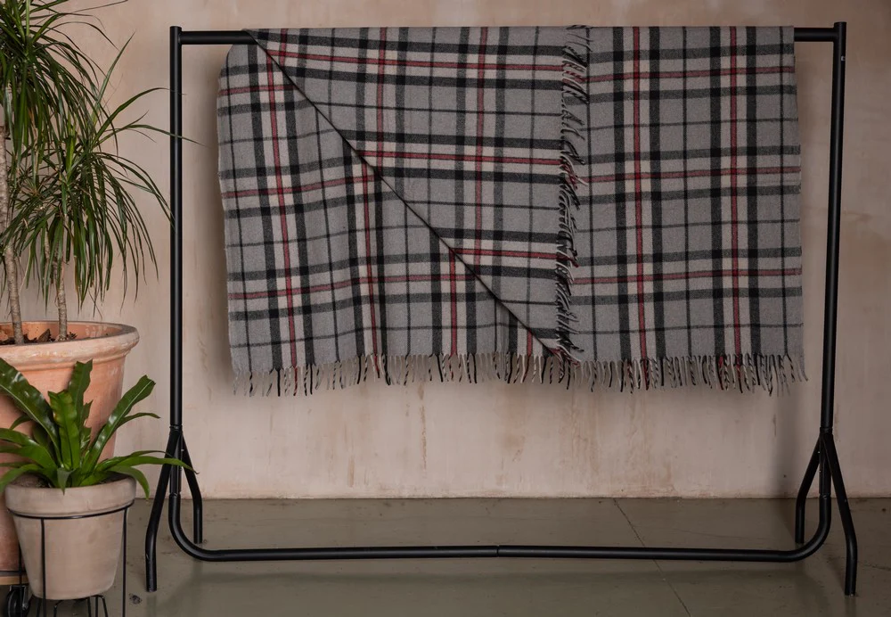 Wool Tartan Blanket - 60'' x 70'' - Thomson Grey - Image 4